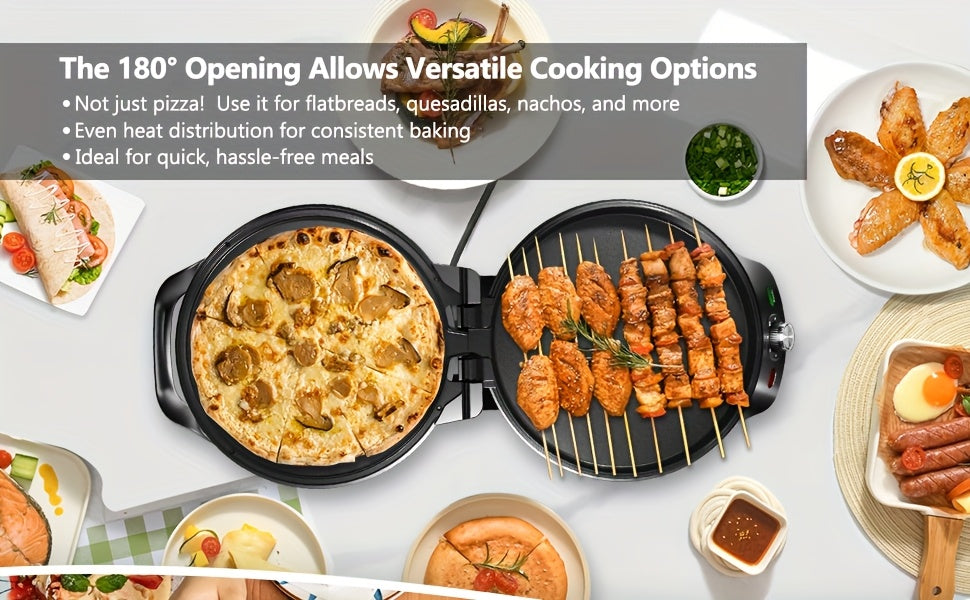 Electric Pizza Maker and Grill with 12-Inch Black or 8.5-Inch Red and Yellow Options for Home Quesadillas, Sandwiches and Vegetable Meal Preparation