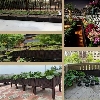 Legged Plastic Garden Planter Box with Elevated Design, Listed 47.24 x 15.75 x 14.96-Inch or Dual-Link Upgraded Options for Outdoor Flower and Herb Projects