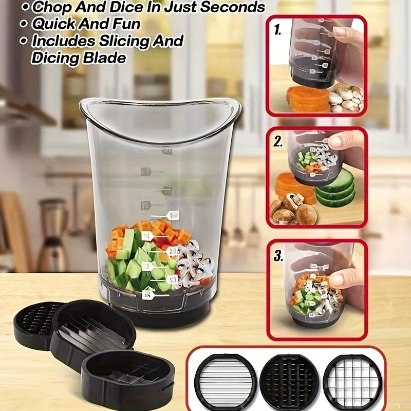 Vegetable Chopper Cup, Cut N CUP Model with Listed Chopping, Dicing and Measuring Functions for Home Salad Ingredients and Stir-Fry Meal Preparation