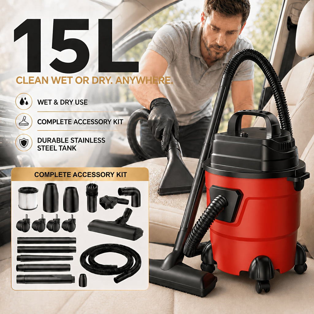 3-in-1 Wet Dry Vacuum with Blower Function, Listed 18000Pa and 2 Peak HP with 3.96, 5.28 or 6.6gal Capacity Options for Home, Car and Hard Floor Cleanup