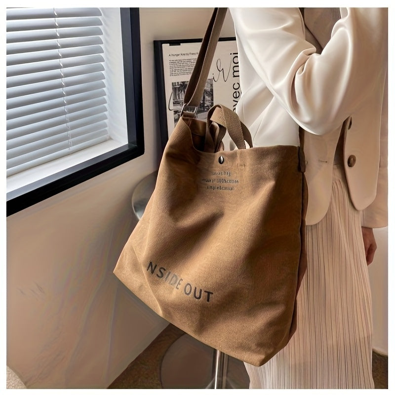 Canvas Shoulder Tote for Women, Everyday Handbag in Army Green, Grey, Brown, Khaki or Black for Casual Outfits, Weekend Outings and Wardrobe Coordination