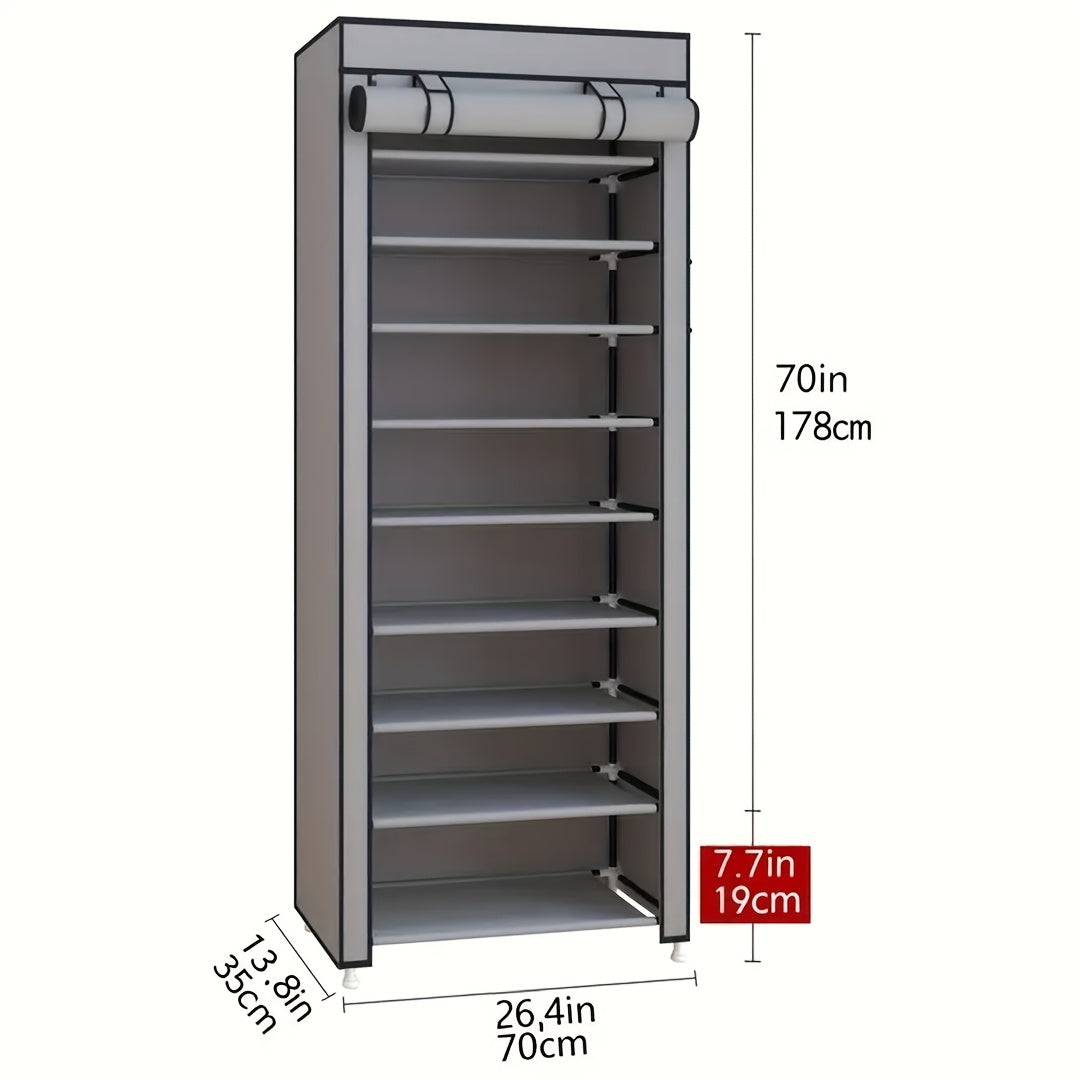 Non-Woven Shoe Cabinet with 10-Layer Storage and Narrow Space-Saving Design for Entryway, Closet, Bedroom and Dorm Footwear Organization