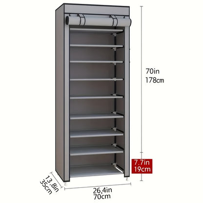 Non-Woven Shoe Cabinet with 10-Layer Storage and Narrow Space-Saving Design for Entryway, Closet, Bedroom and Dorm Footwear Organization