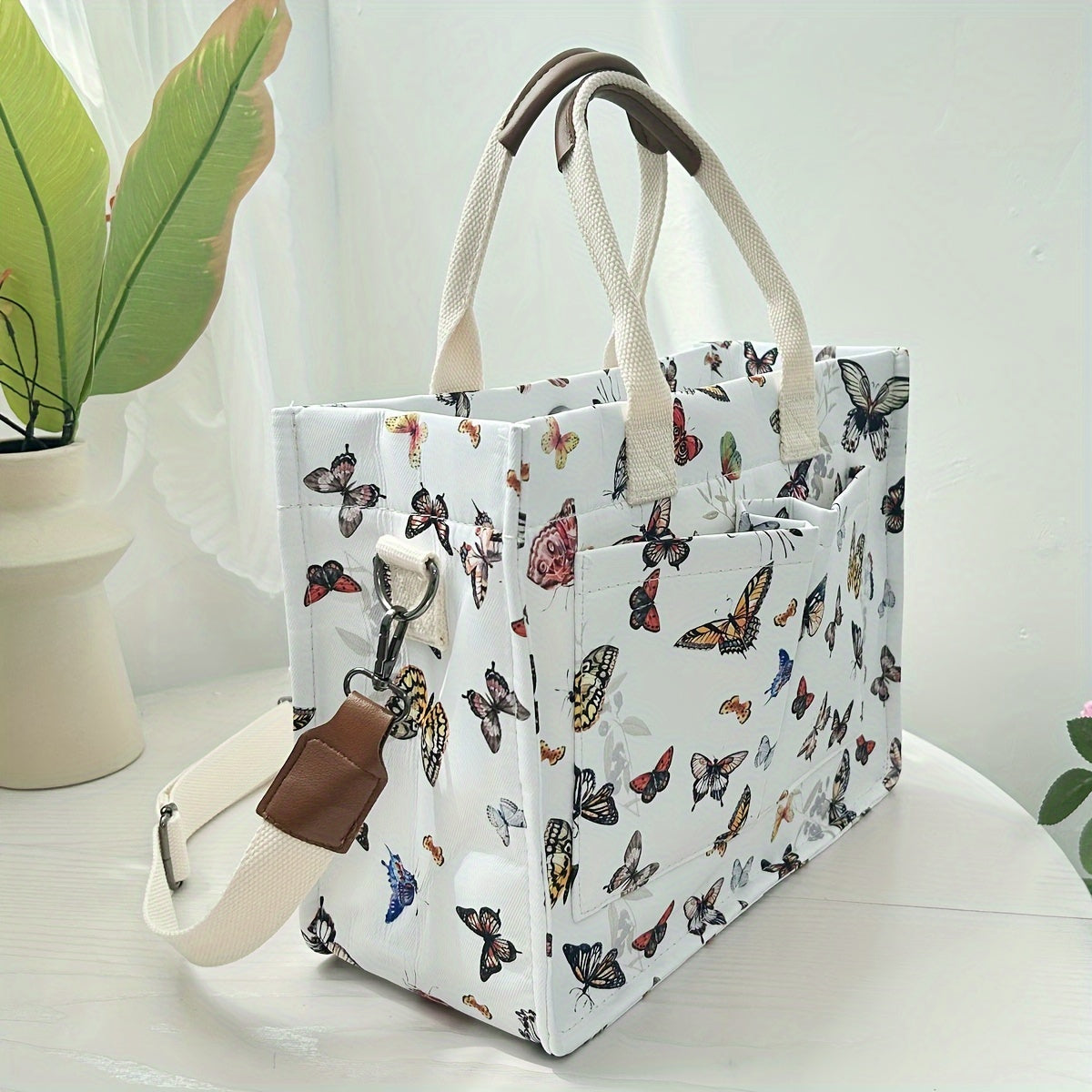Butterfly Tote Bag for Women with Multi-Pocket Shoulder Satchel Design, Everyday Handbag for Work, Books and Travel in Four Color Options, Bag Only