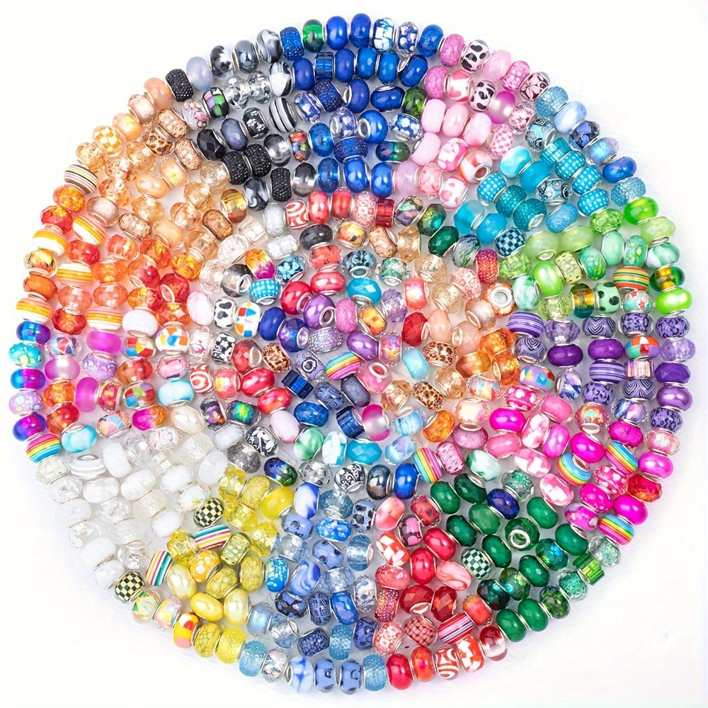Large Hole Acrylic Craft Beads with Listed 12mm Round Size, Random Style and Color Assortment, 400pcs Label for Bracelets, Keychains and Beadable Pen Projects