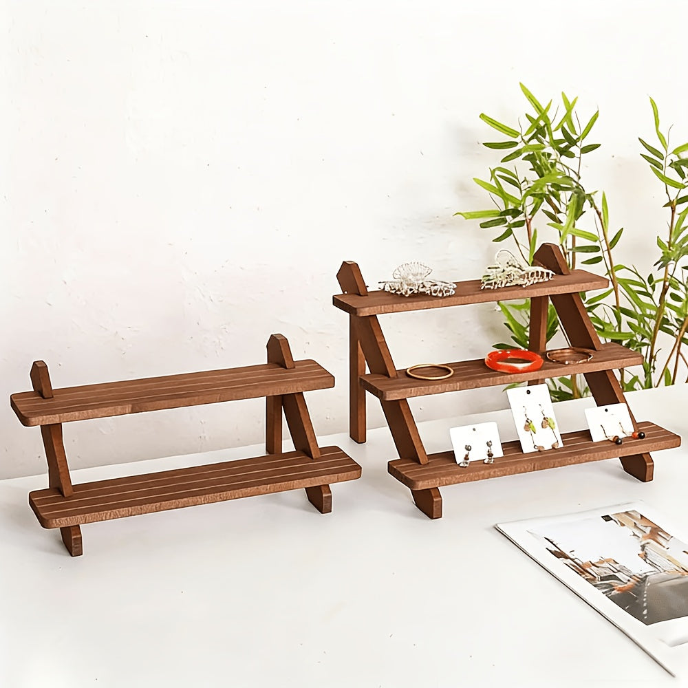 Wooden Display Stand with Vintage Styling, Three, Four or Five Tier Options for Jewelry, Packaged Desserts and Decorative Home or Retail Arrangements
