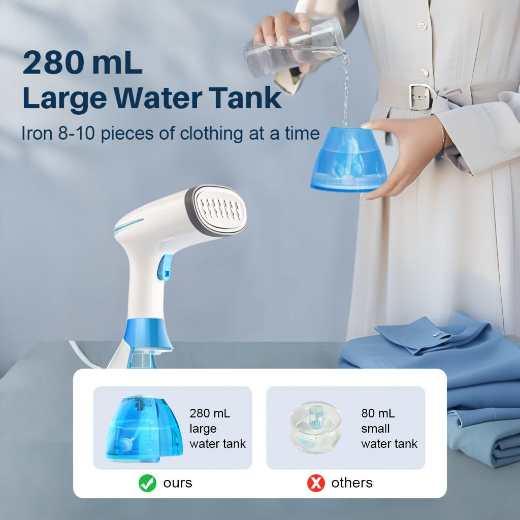 Handheld Garment Steamer with 3 Attachments, Listed 30-Second Heat-Up and 9.47oz Water Tank for Compatible Clothing Wrinkle Care at Home and While Traveling