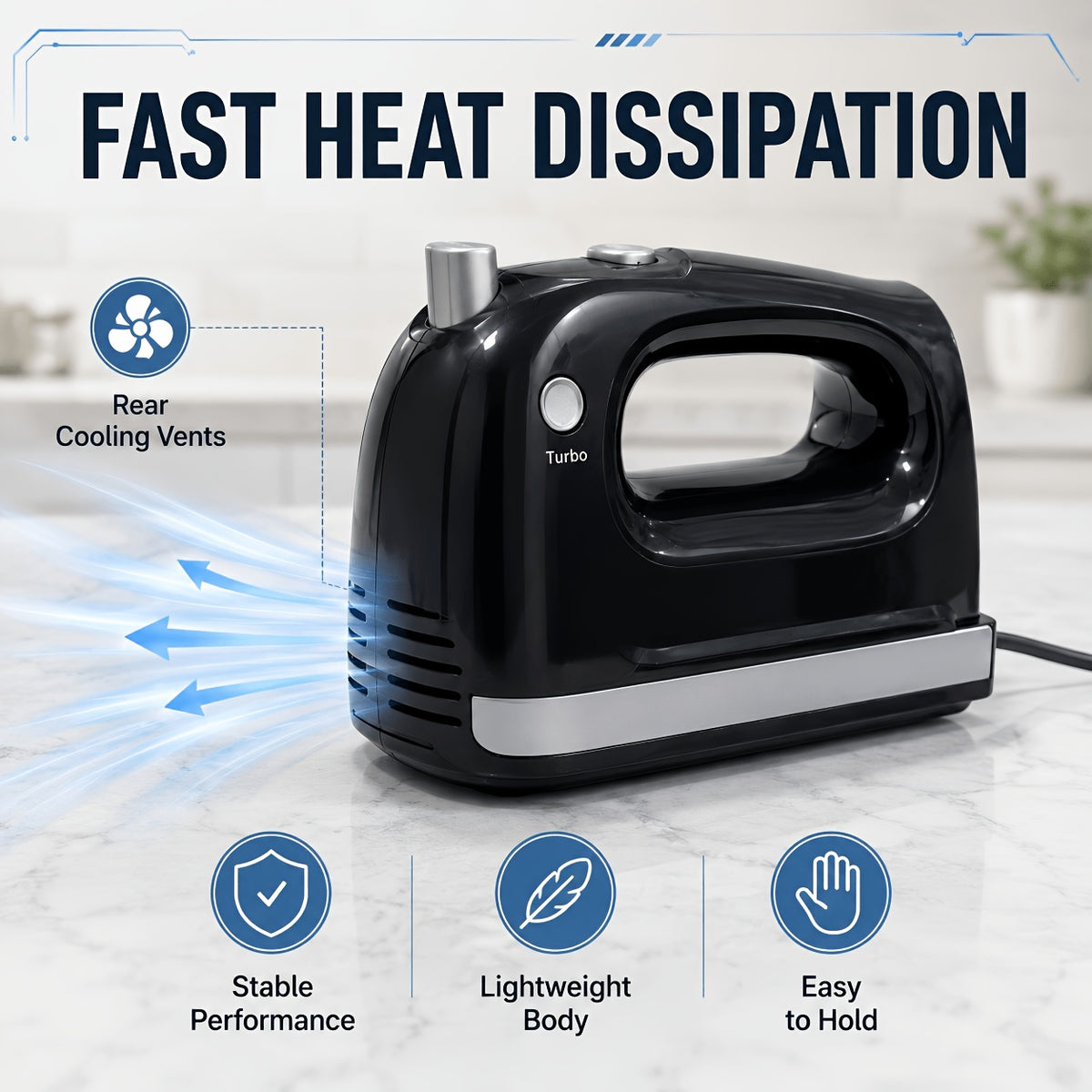 400W Hand Mixer with Five Speeds, Turbo Boost and Eject Button, Listed Five Stainless Steel Attachments and Five Color Options for Cake Batter, Eggs and Cream