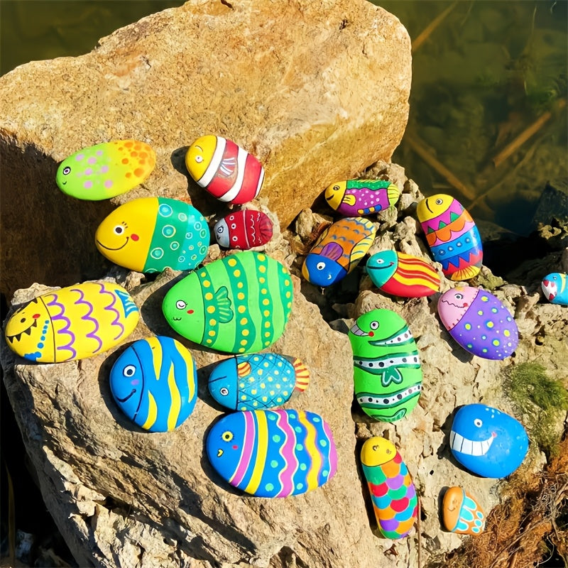 Painting Stones for DIY Rock Art and Decorative Craft Projects with Smooth Flat Stone References, Mixed Size Wording and 150PCS Selection Label