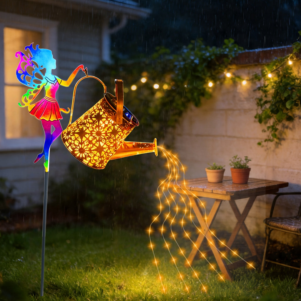 Solar Watering Can Garden Light, Metal Hanging Lamp with Fairy-Light Decoration for Patio, Lawn and Courtyard Displays, Warm Lamp or Lanterns Options