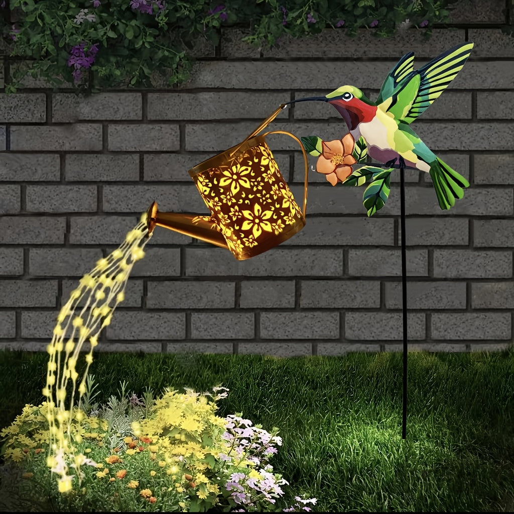 Hummingbird Solar Hanging Lantern, IP65-Rated Garden Light with Automatic On and Off, Warm White or Colorful Light for Patio, Courtyard and Yard Decor