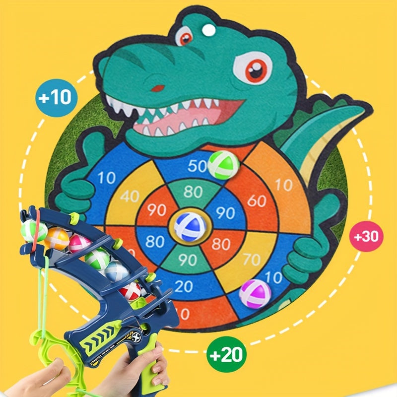 Dinosaur Sticky Target Ball Set with Blue Bow Wording, One-Set Option for Supervised Party Games, Family Gatherings and Birthday or Holiday Gift Ideas