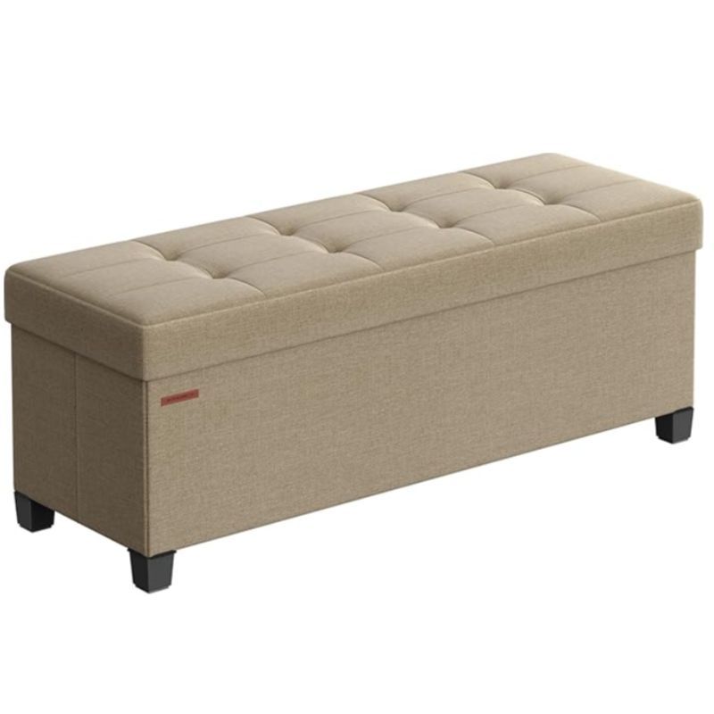 Six-Color Folding Storage Ottoman Bench for Living Room and Bedroom Organization, Camel Brown, Cream White, Gray, Dark Blue or Black with Listed Size Option