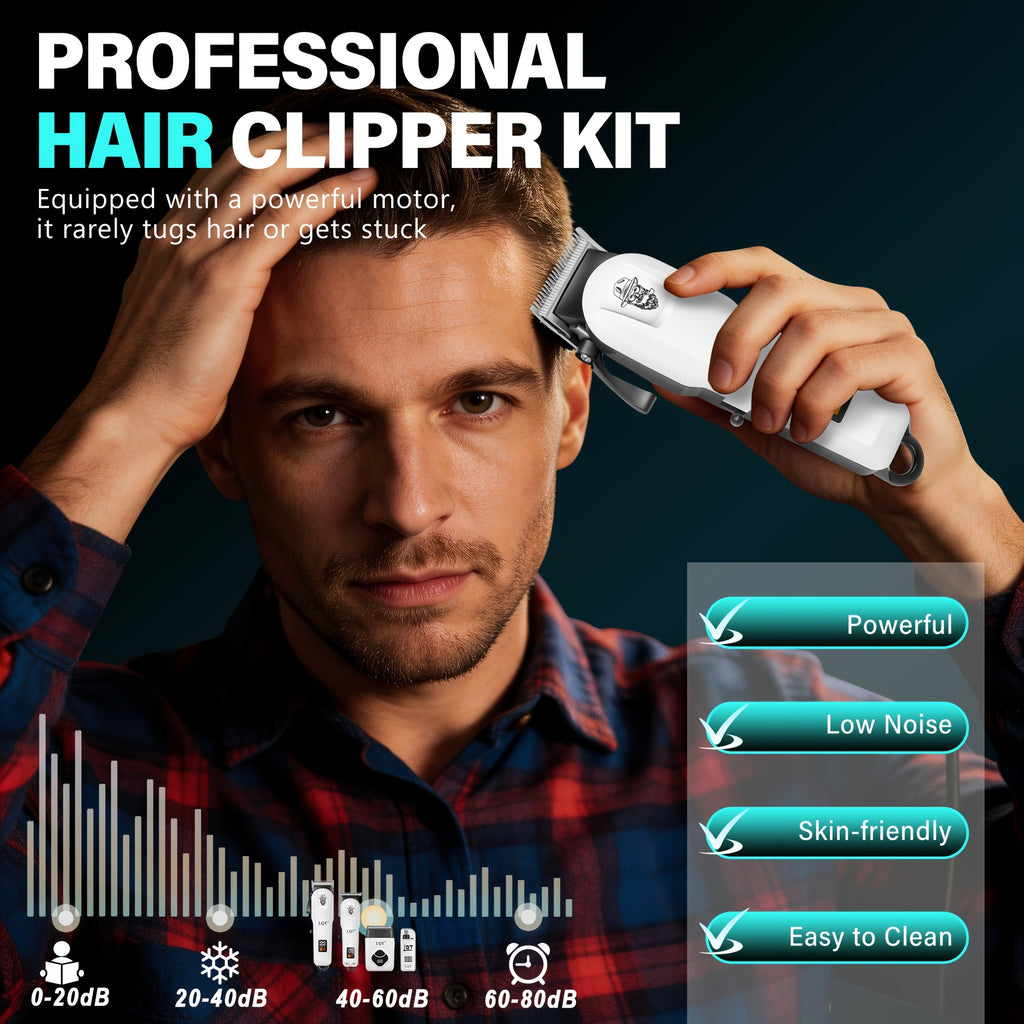 Electric Hair Clipper Grooming Set for Men, Hair Cutting Tool with White, Black, Blue and Golden Kit Options plus Selected Two-Piece Configurations