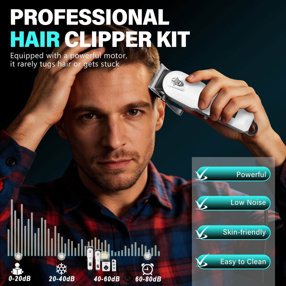 Electric Hair Clipper Grooming Set for Men, Hair Cutting Tool with White, Black, Blue and Golden Kit Options plus Selected Two-Piece Configurations