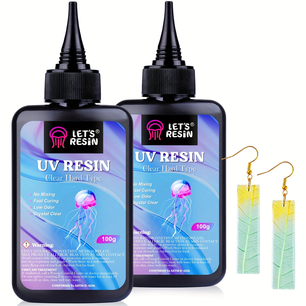 UV Resin 200g by LET'S RESIN, Transparent Hard-Type Light-Curing Craft Resin for Jewelry Making, Small Molds, Pendants, Earrings and Decorative Coatings