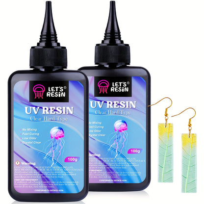 UV Resin 200g by LET'S RESIN, Transparent Hard-Type Light-Curing Craft Resin for Jewelry Making, Small Molds, Pendants, Earrings and Decorative Coatings