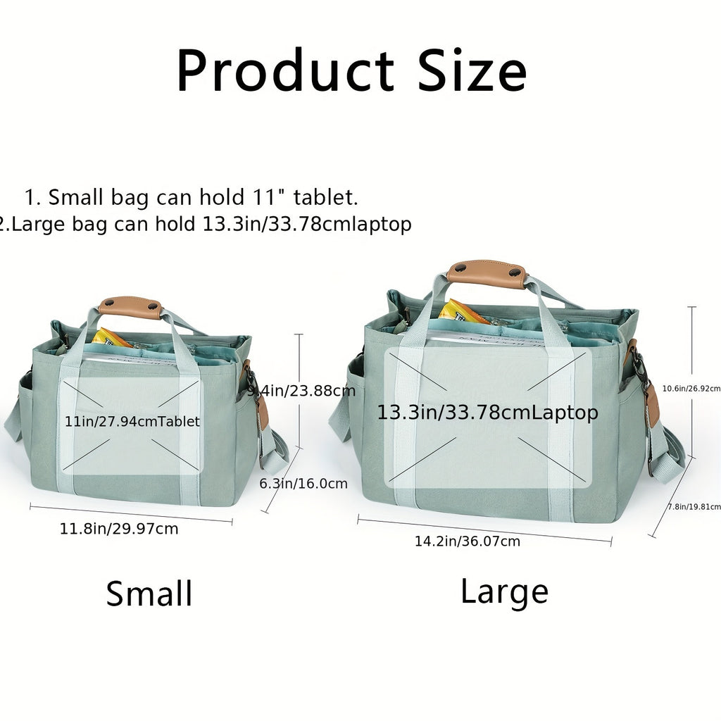 Women's Tote Bag with Three Inner Compartments and Front Zipper Pocket, Small or Large Shoulder and Crossbody Handbag Options for Work, Travel and Daily Carry