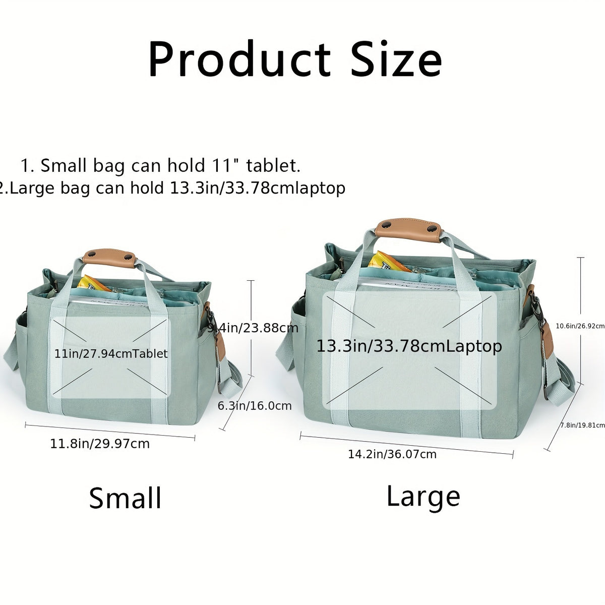 Women's Tote Bag with Three Inner Compartments and Front Zipper Pocket, Small or Large Shoulder and Crossbody Handbag Options for Work, Travel and Daily Carry