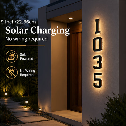 Solar House Number Light with Listed 9-Inch Character Format, Automatic Light Sensor and Individual Numbers 0–9 or Letters A–D for Porch and Courtyard Address Displays