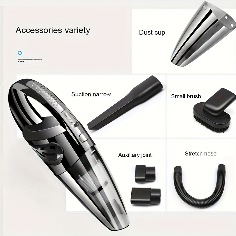 USB-Rechargeable Handheld Vacuum Cleaner in Black Upgraded Version, Listed Wireless Portable Design for Car Interiors, Home, Office and Crevice Cleanup