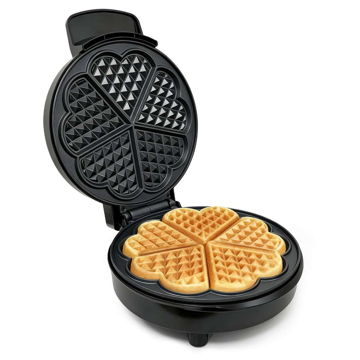 Heart-Shaped Waffle Maker 750W, Mini Nonstick Wafflera with Dual-Side Heating, Indicator Lights and Compact Space Saving Design, Easy to Clean Breakfast, Brunch and Treat Maker for Kids, Couples and Valentine's Day, Easy Gift