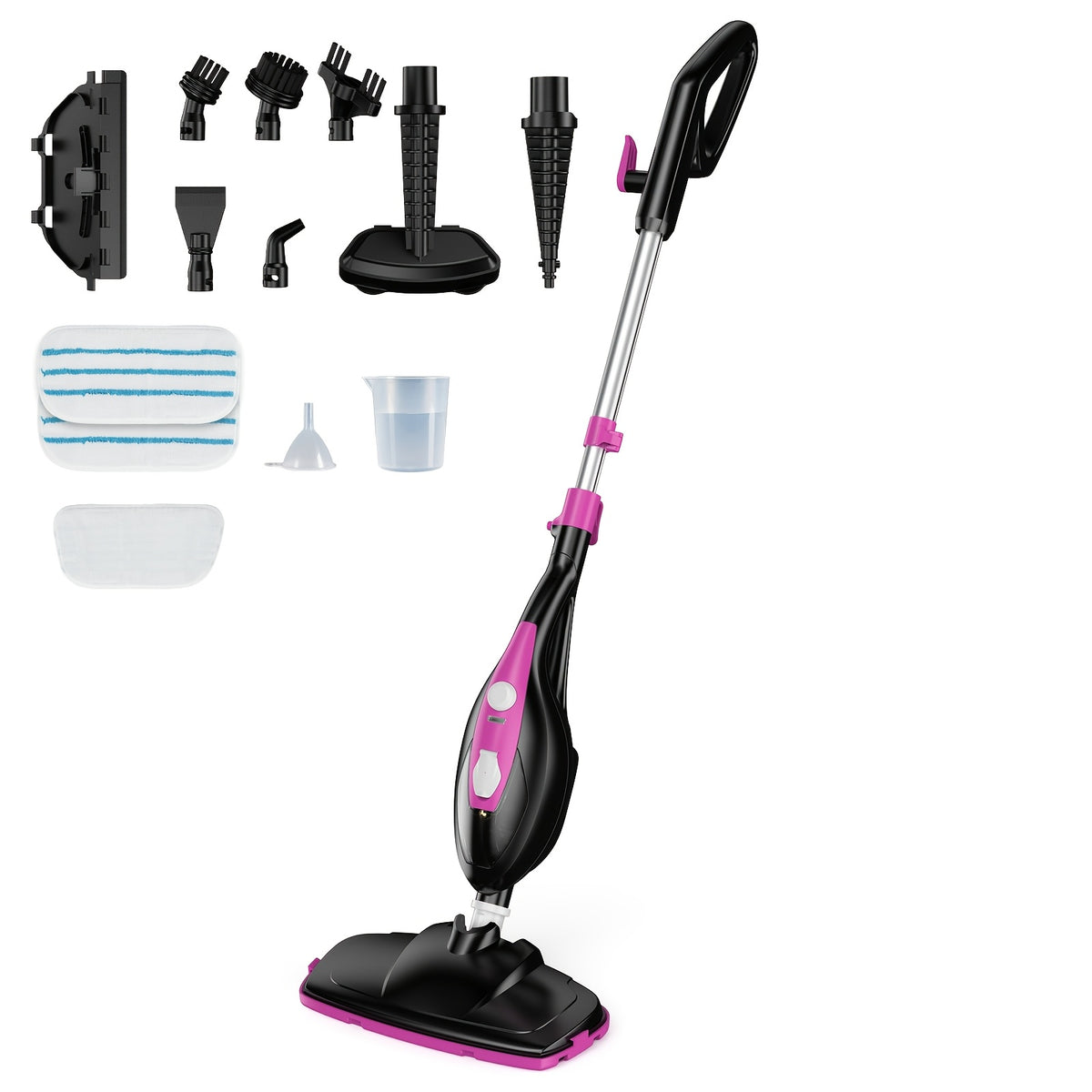 10in1 Steam Mop, 1550W Detachable Handheld Floor Cleaner with 16ft Power Cord 2 Washable Pads for Hardwood Tile Carpet and More