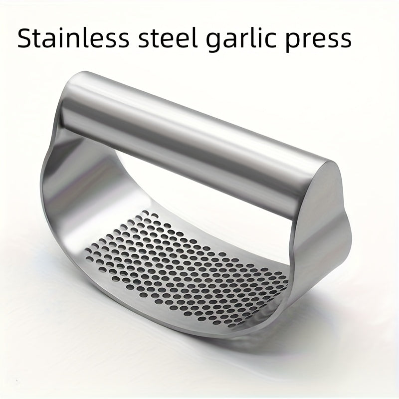 Arc-Shaped Garlic Press with Listed Stainless Steel Ring Design, Manual Garlic Masher for Homemade Sauces, Marinades and Everyday Kitchen Meal Preparation