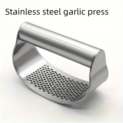 Arc-Shaped Garlic Press with Listed Stainless Steel Ring Design, Manual Garlic Masher for Homemade Sauces, Marinades and Everyday Kitchen Meal Preparation