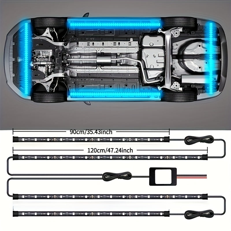 Exterior LED Accent Lighting Kit with Multiple Scene Modes, App and Wireless Control for Compatible Car, Truck and SUV Decorative Vehicle Lighting