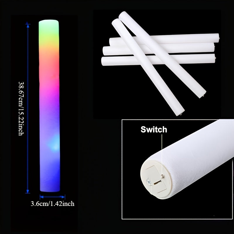 Bulk LED Foam Glow Sticks with Three Listed Flicker Modes, 30 or 50 Piece Party Favor Packs for Weddings, Birthdays, Concerts, Christmas and New Year Celebrations