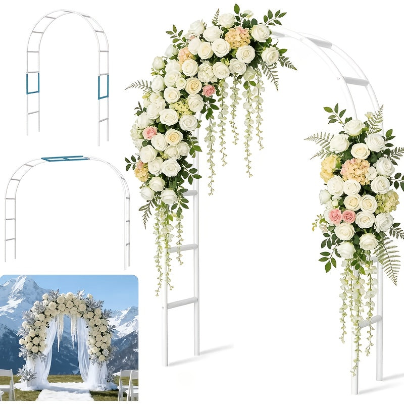Metal Garden Arch Trellis for Climbing Plants and Wedding Decorations, Black or White One- and Two-Pack Options with Listed Two-Size Assembly Reference