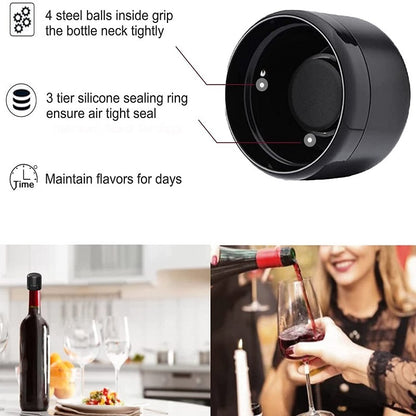 Wine and Champagne Bottle Stoppers in Black with Single Wine Stopper, Two-Pack, Ten-Pack and Set Options for Compatible Bottle Storage and Home Entertaining