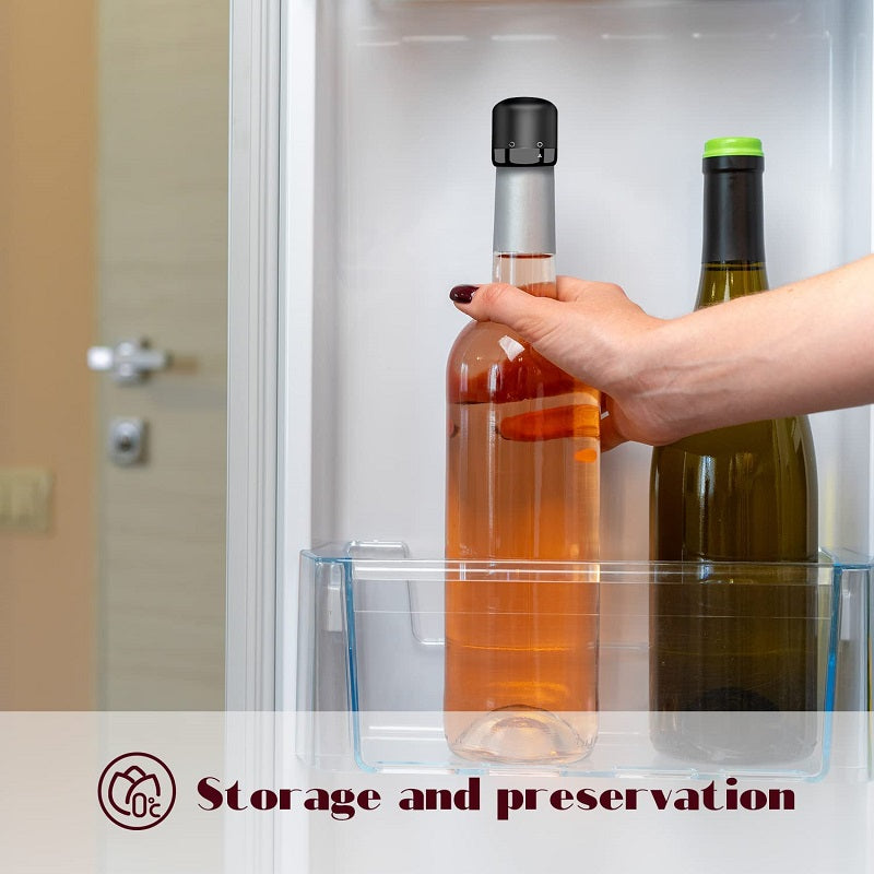 Wine and Champagne Bottle Stoppers in Black with Single Wine Stopper, Two-Pack, Ten-Pack and Set Options for Compatible Bottle Storage and Home Entertaining