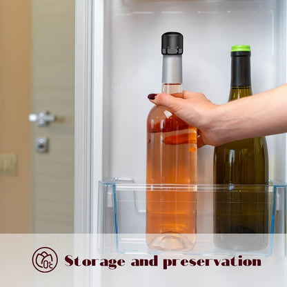 Wine and Champagne Bottle Stoppers in Black with Single Wine Stopper, Two-Pack, Ten-Pack and Set Options for Compatible Bottle Storage and Home Entertaining