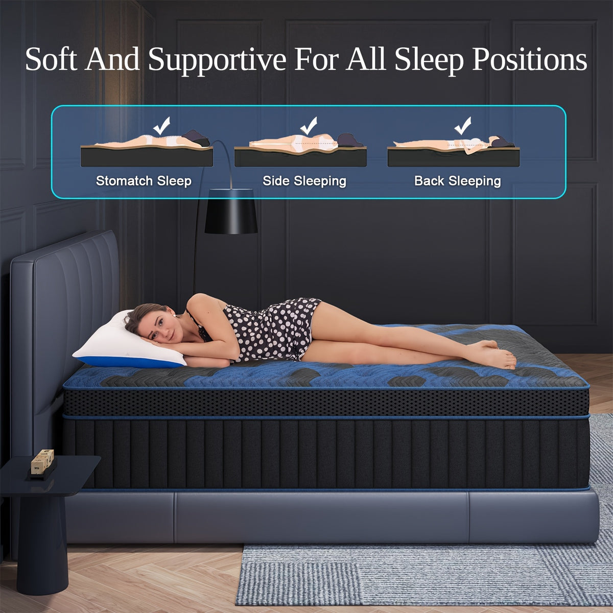 Pocket Spring Hybrid Mattress with Gel Memory Foam and Euro Top, Medium Firm 12 or 14 Inch Models with Twin, Full, Queen and King Size Selections