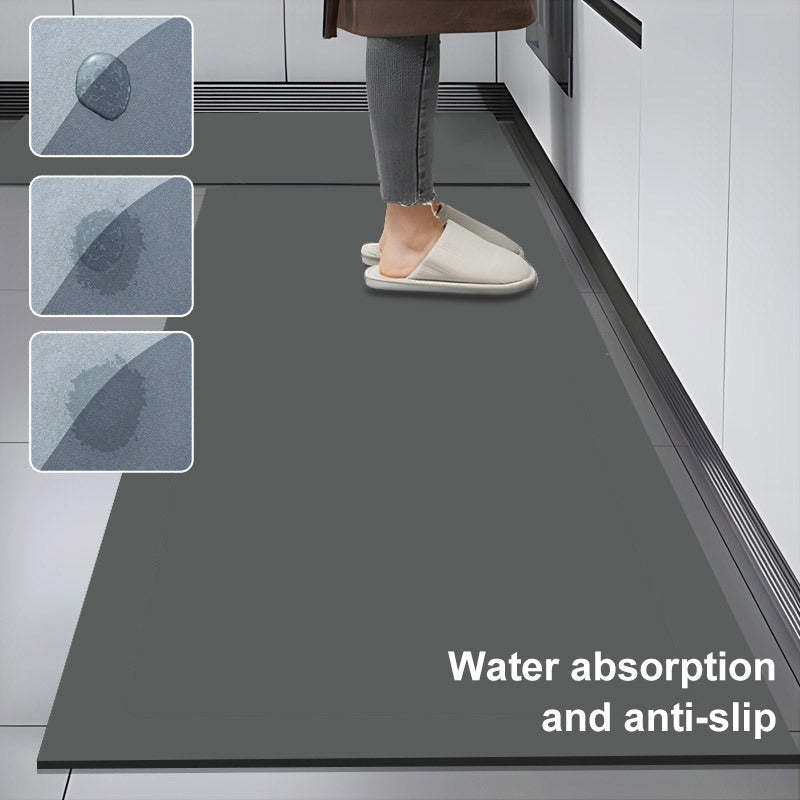 Diatom Mud Kitchen Floor Mat, Single-Piece Rectangular Design with Listed 3.5mm Thickness, Three Gray Color Options and Four Sizes for Home Floor Placement