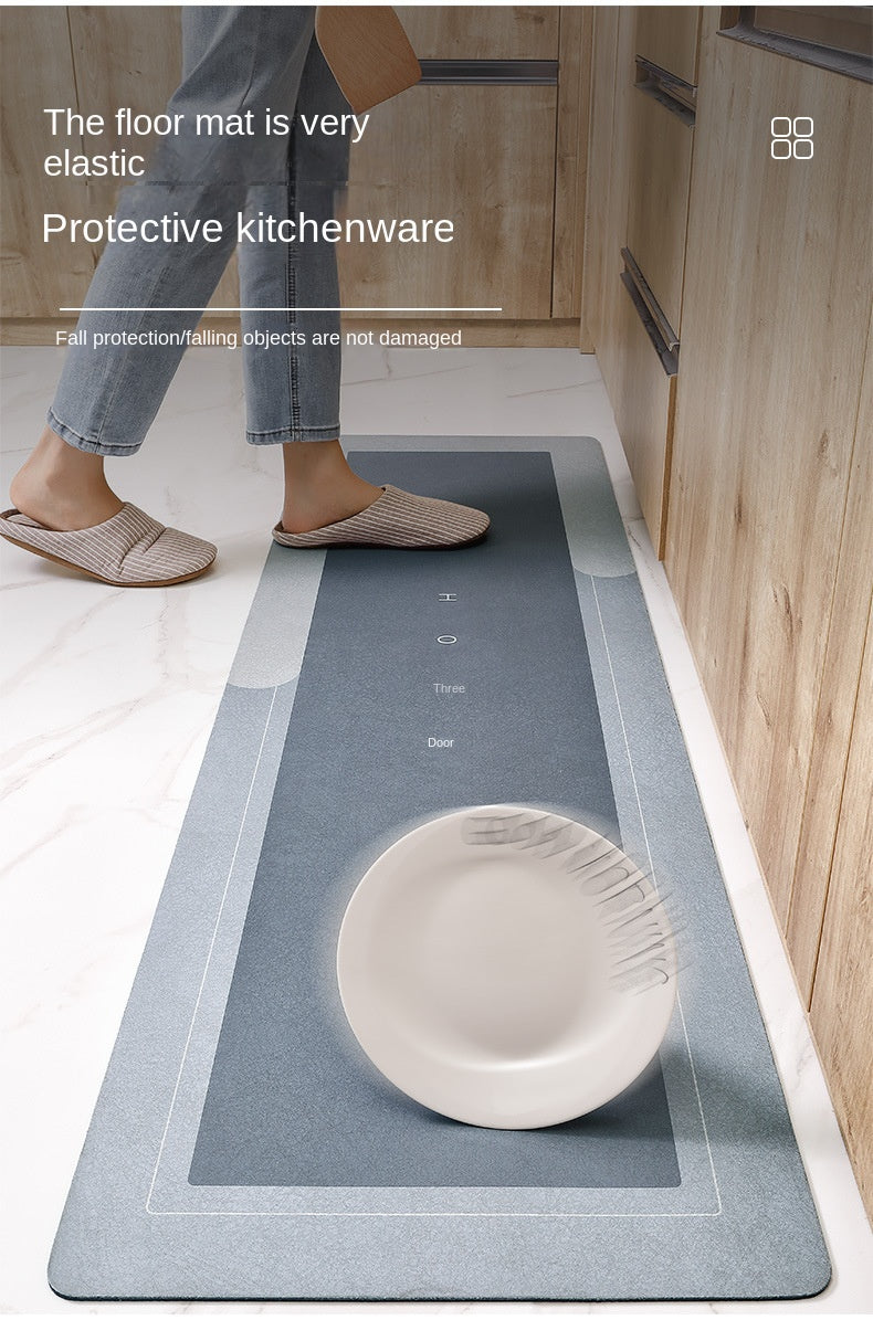 Diatom Mud Kitchen Floor Mat, Single-Piece Rectangular Design with Listed 3.5mm Thickness, Three Gray Color Options and Four Sizes for Home Floor Placement