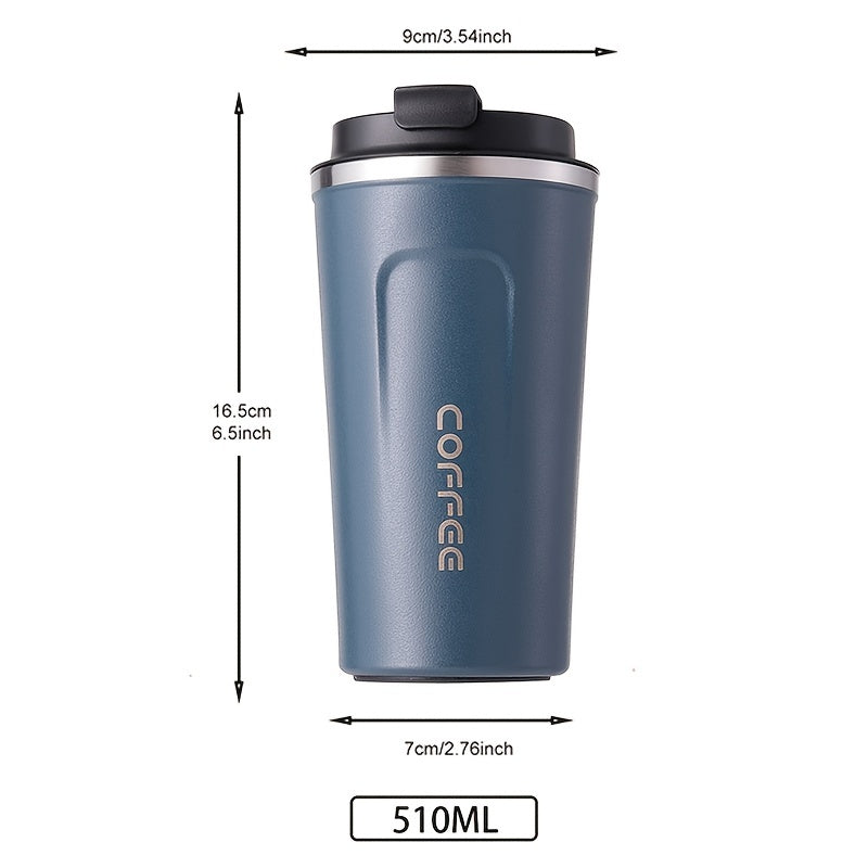 Vacuum Insulated Travel Mug, Black 510ml Stainless Steel Coffee Tumbler with Double-Wall Construction for Reusable Tea and Everyday Office Drink Routines