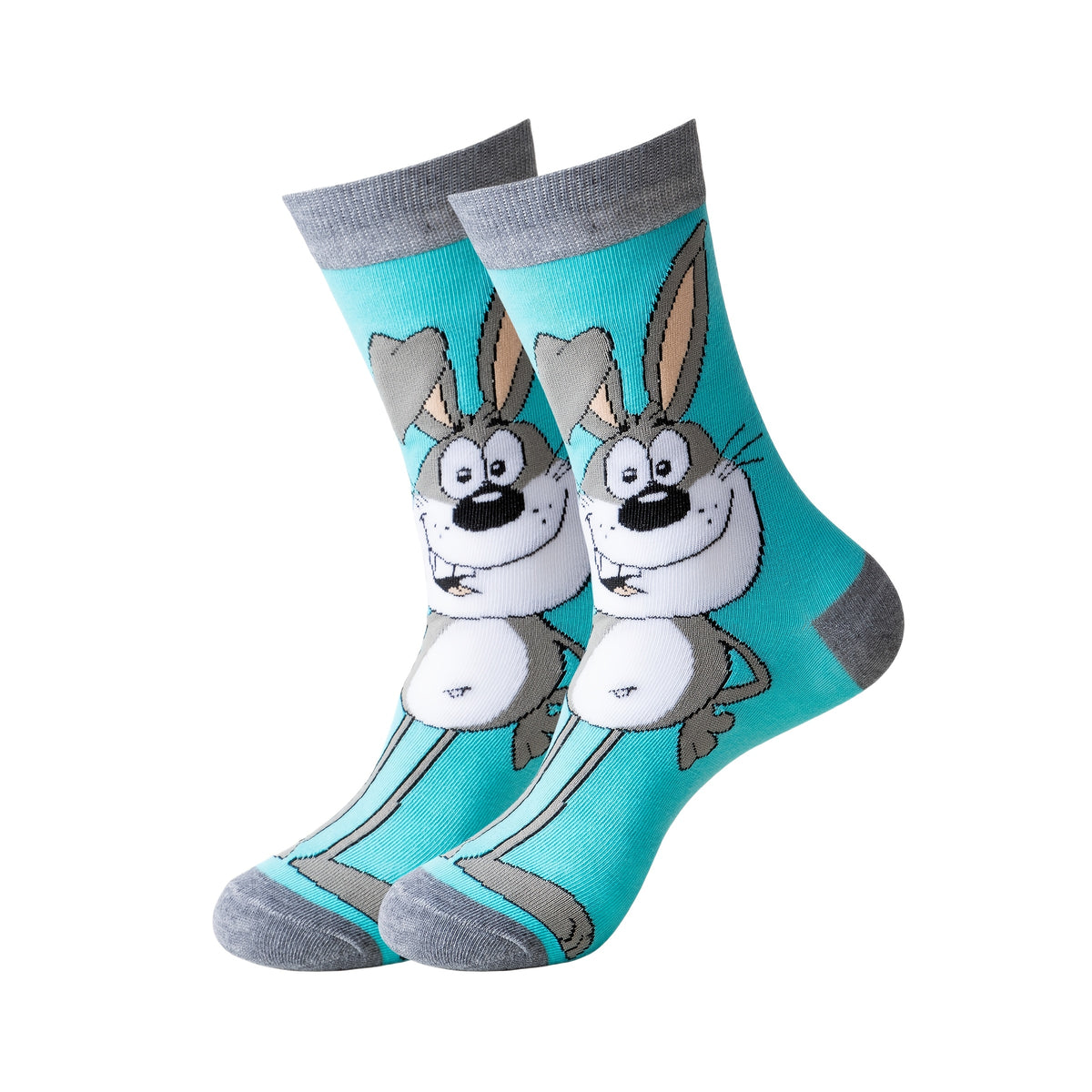Random Color Cartoon Socks, Mid-Calf Knit Multipacks in 5, 10, 20 or 22-Pair Options with 97.8% Polyester and One-Size Label for Unisex Everyday Casual Outfits