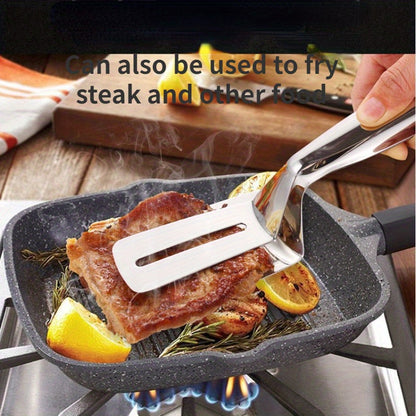 Stainless Steel Fish Spatula Tongs, Single-Piece Shovel Clamp Kitchen Utensil for Handling Compatible Fried Fish and Steak Portions During Meal Preparation