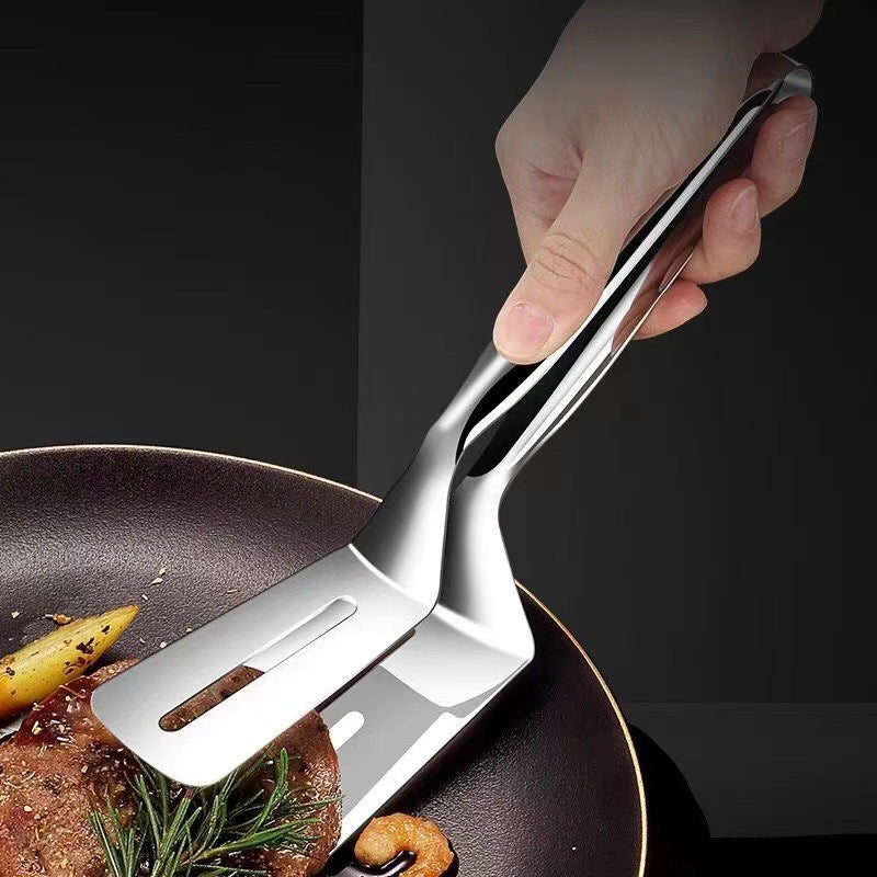 Stainless Steel Fish Spatula Tongs, Single-Piece Shovel Clamp Kitchen Utensil for Handling Compatible Fried Fish and Steak Portions During Meal Preparation
