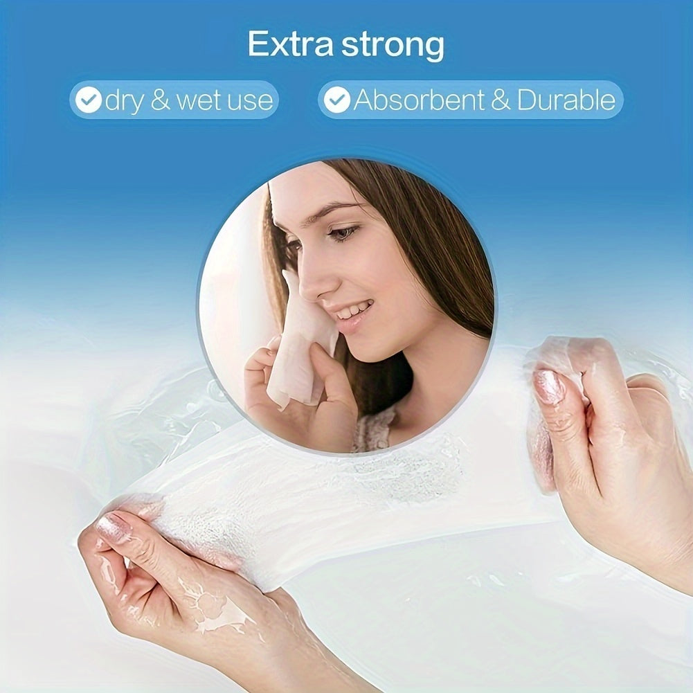 Disposable Face Towels in Six Packs of 50 Sheets, 300 Total Soft Non-Woven Dry or Wet Use Cleansing Cloths for Daily Face Care and Travel Packing