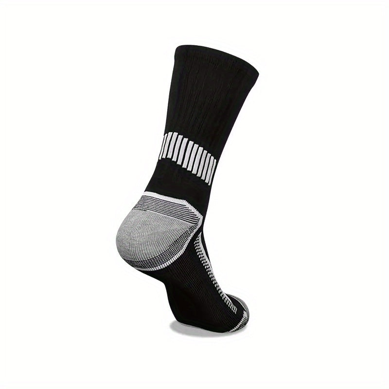 Reinforced Men's Crew Socks 6-Pair Pack with Breathable Moisture-Wicking Design, Elastic Cuffs and Solid Black, White or Grey Options for Active Wear