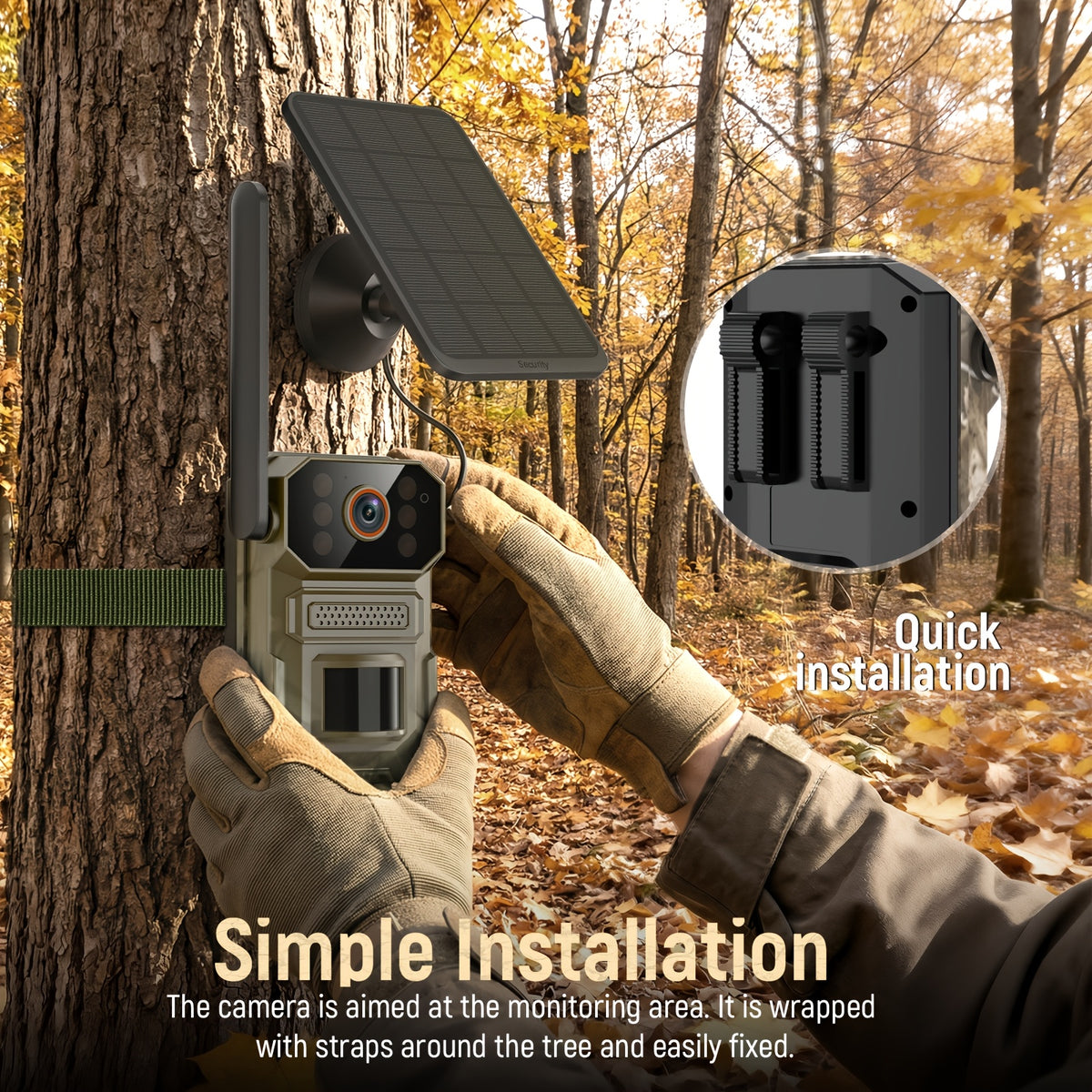 Solar Wildlife Monitoring Camera, Cellular Trail Camera with Listed 1920P Video, PIR Motion Sensor, Infrared Night Vision, Two-Way Voice and Remote Access