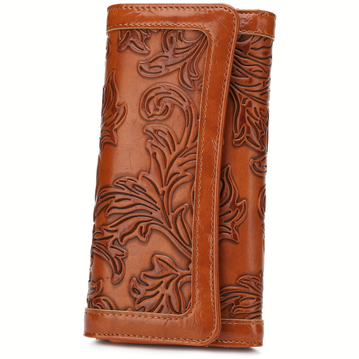 Embossed PU Wallet for Women with Trifold Long Clutch Design, Card Slots and Coin Pocket, Five Color Options for Cash, Receipts and Everyday Essentials