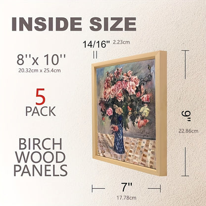 Cradled Wood Painting Panels Cupohus, Unfinished Wooden Art Boards in Five Size Options for Paint Pouring, DIY Crafts and Personalized Artwork Projects