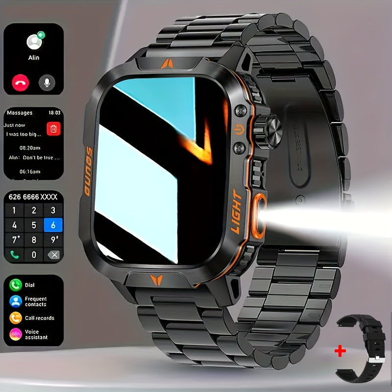 Outdoor Calling Smartwatch with Listed Compass, Altimeter, Barometer and LED Flashlight, 600mAh Battery and Sleep Tracking in Five Style Labels for Men