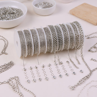 Assorted Jewelry Making Chains in 10 Styles, Stainless Steel Chain Supplies in Golden or Silvery Colors for DIY Necklaces, Bracelets and Handmade Accessories