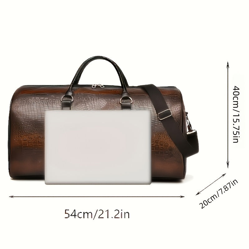 Crocodile Pattern Travel Handbag with Retro Styling and Shoulder Strap Reference, Dark Brown, Light Brown and A-Black Options for Everyday Packing
